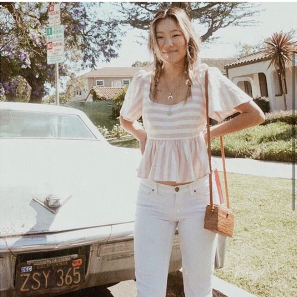 Pink and white striped Zara shirt